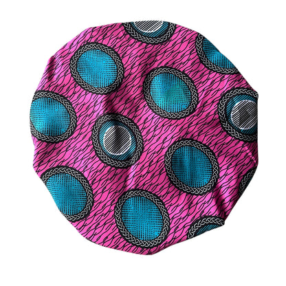 Double-Layered Ankara Pattern Satin Silk Bonnet Cap – Reversible Hair Sleep Cap