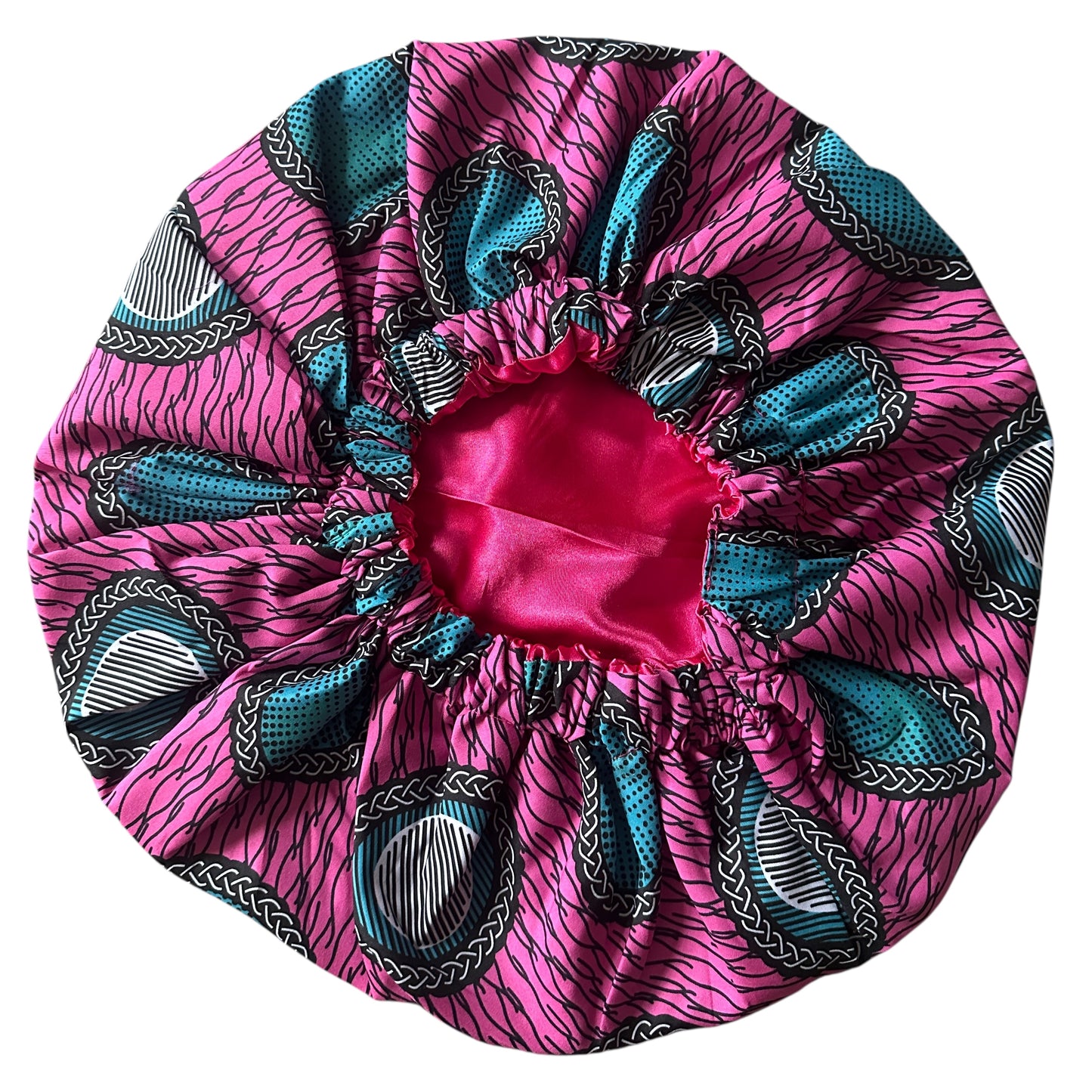 Double-Layered Ankara Pattern Satin Silk Bonnet Cap – Reversible Hair Sleep Cap