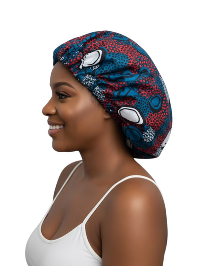 Reversible Ankara Satin Silk Bonnet Cap – Double Layered Night Cap for Braids, Curls & Natural Hair