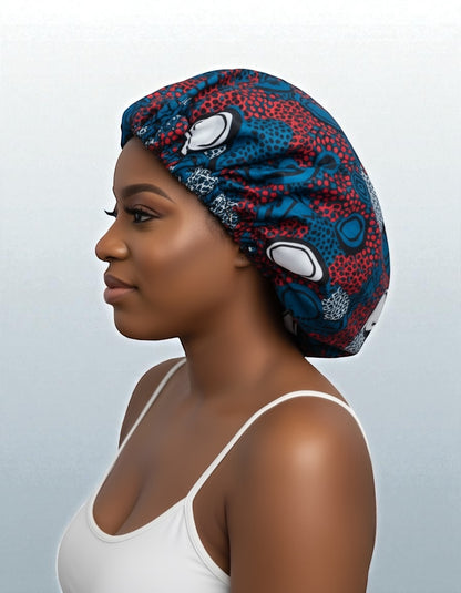 Reversible Ankara Satin Silk Bonnet Cap – Double Layered Night Cap for Braids, Curls & Natural Hair