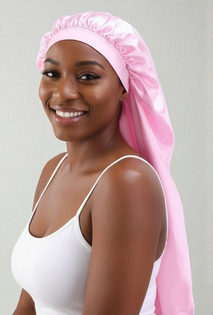 Luxury Satin Silk Long Bonnet – Double-Layered Sleep Cap for Braids & Long Hair - Fatisha Boutique #