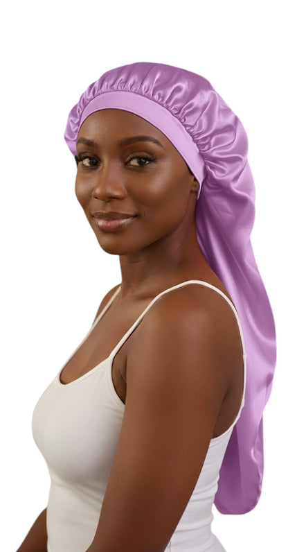 Luxury Satin Silk Long Bonnet – Double-Layered Sleep Cap for Braids & Long Hair - Fatisha Boutique #