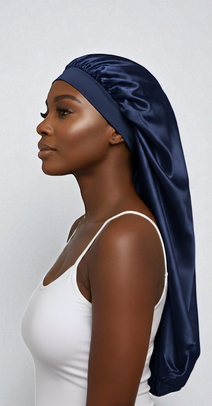 Luxury Satin Silk Long Bonnet – Double-Layered Sleep Cap for Braids & Long Hair - Fatisha Boutique #
