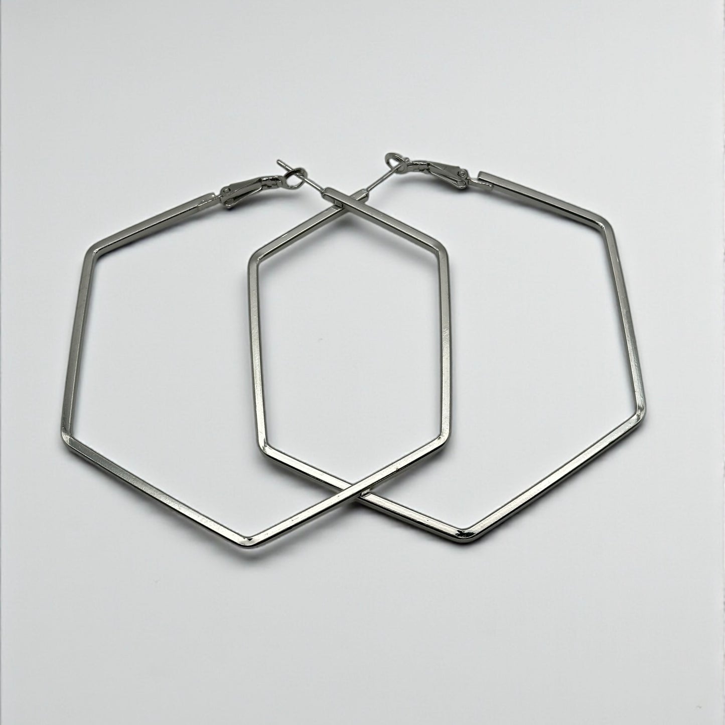 Bold 7cm Hexagon Hoop Earrings – Lightweight Gold Statement Earrings for Women - Fatisha Boutique #