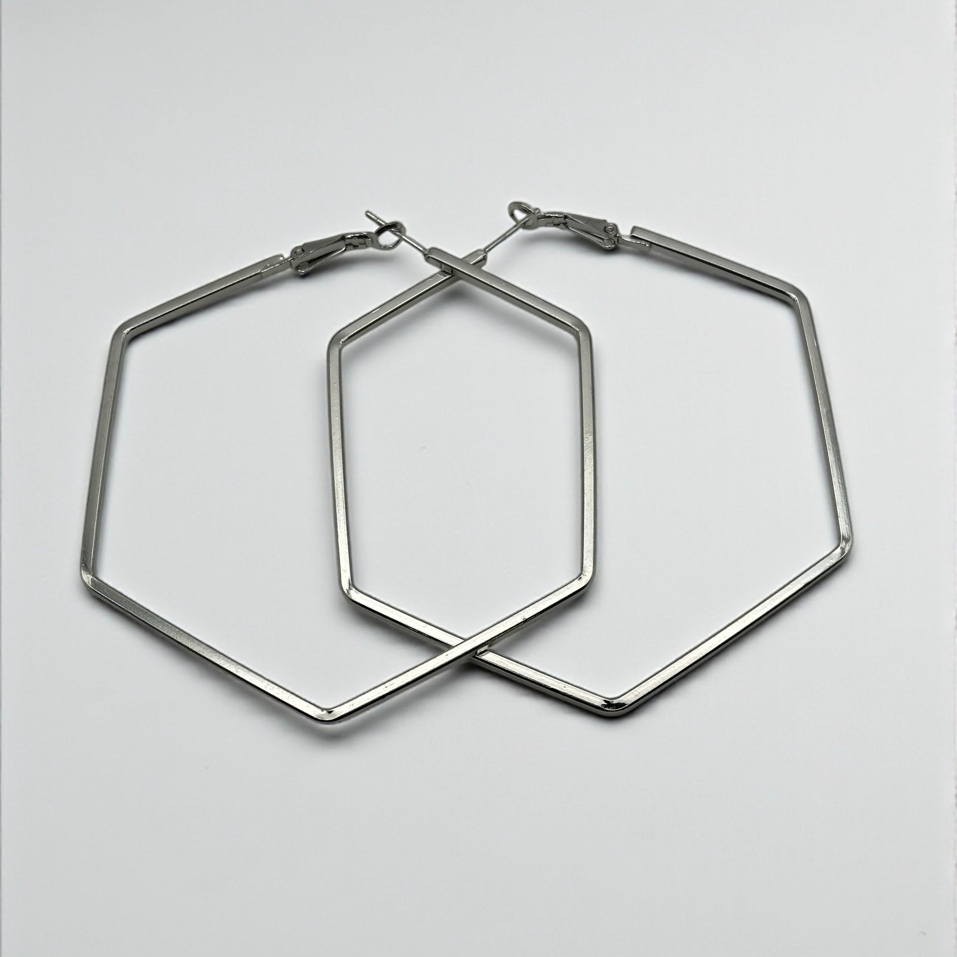 Bold 7cm Hexagon Hoop Earrings – Lightweight Gold Statement Earrings for Women - Fatisha Boutique #