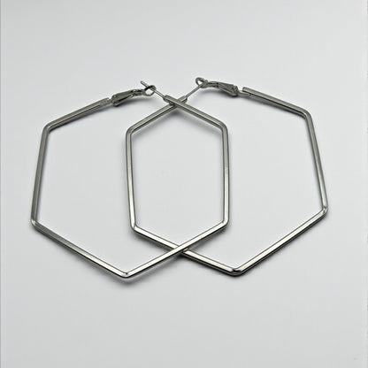Bold 7cm Hexagon Hoop Earrings – Lightweight Gold Statement Earrings for Women - Fatisha Boutique #