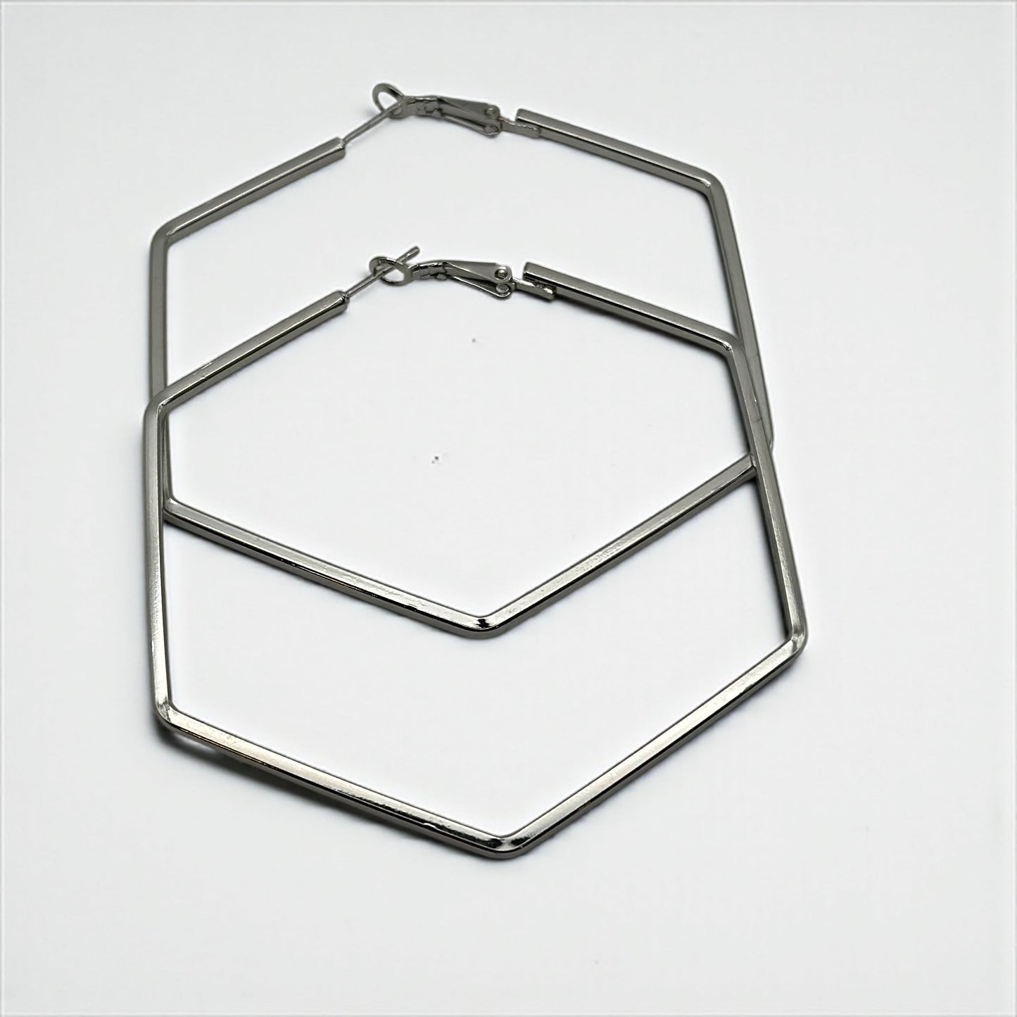 Bold 7cm Hexagon Hoop Earrings – Lightweight Gold Statement Earrings for Women - Fatisha Boutique #