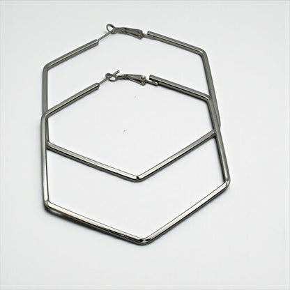 Bold 7cm Hexagon Hoop Earrings – Lightweight Gold Statement Earrings for Women - Fatisha Boutique #