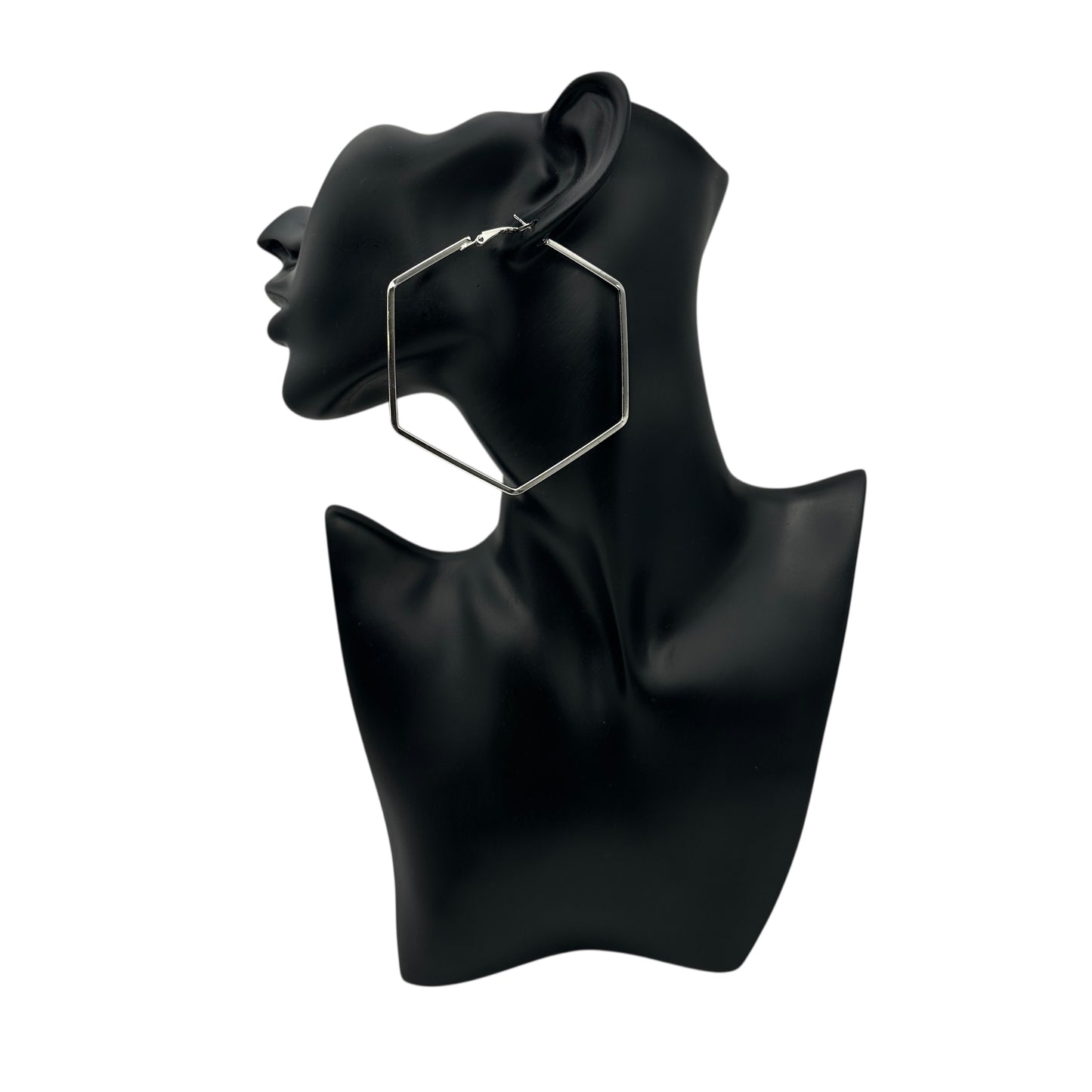 Bold 7cm Hexagon Hoop Earrings – Lightweight Gold Statement Earrings for Women - Fatisha Boutique #