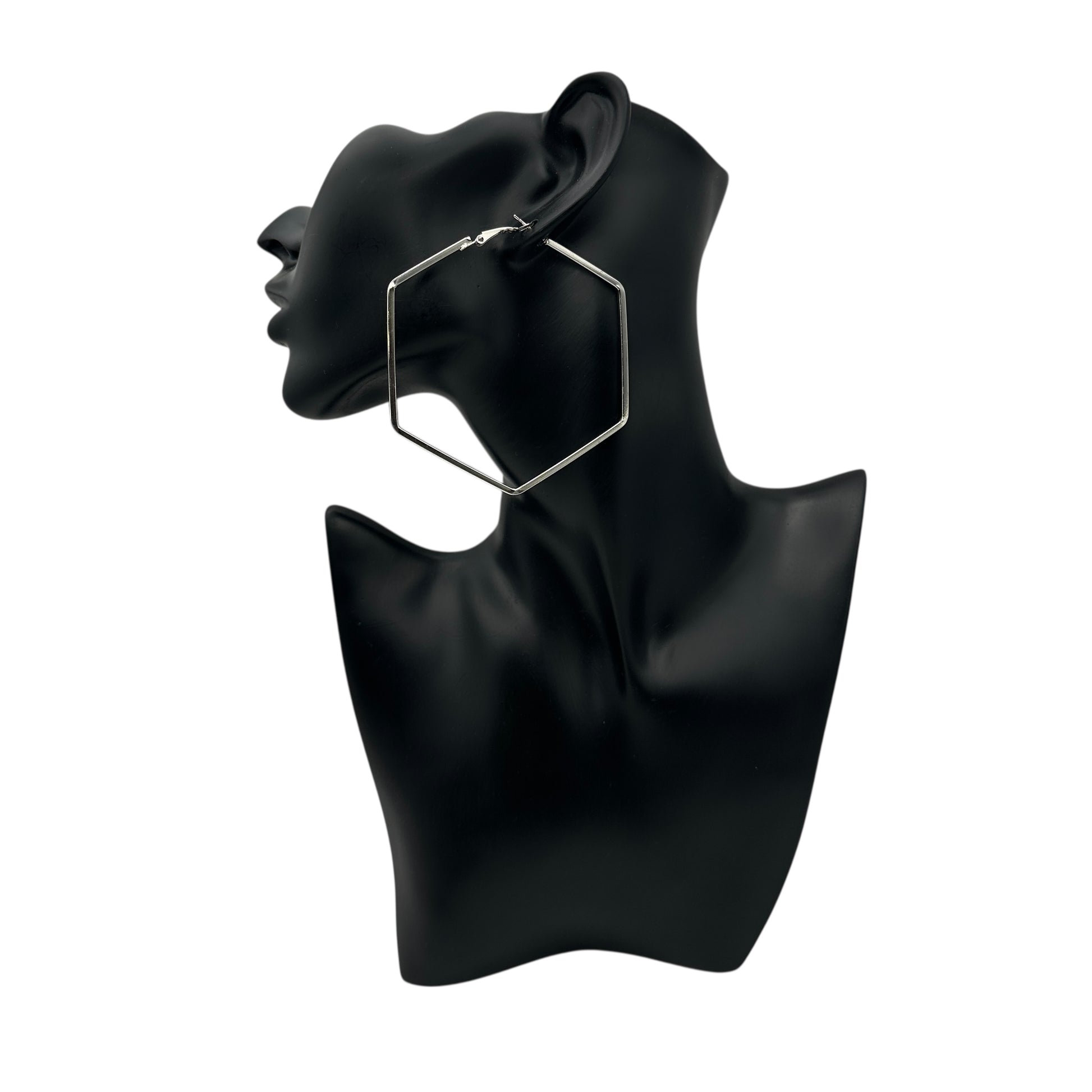 Bold 7cm Hexagon Hoop Earrings – Lightweight Gold Statement Earrings for Women - Fatisha Boutique #