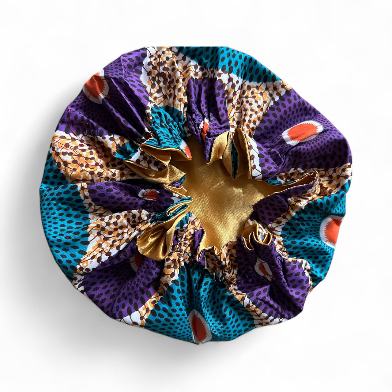 Reversible Ankara Satin Ruffle Bonnet Cap for Kids – Double Layered Hair Protection (Ages 1–5) - Fatisha Boutique #
