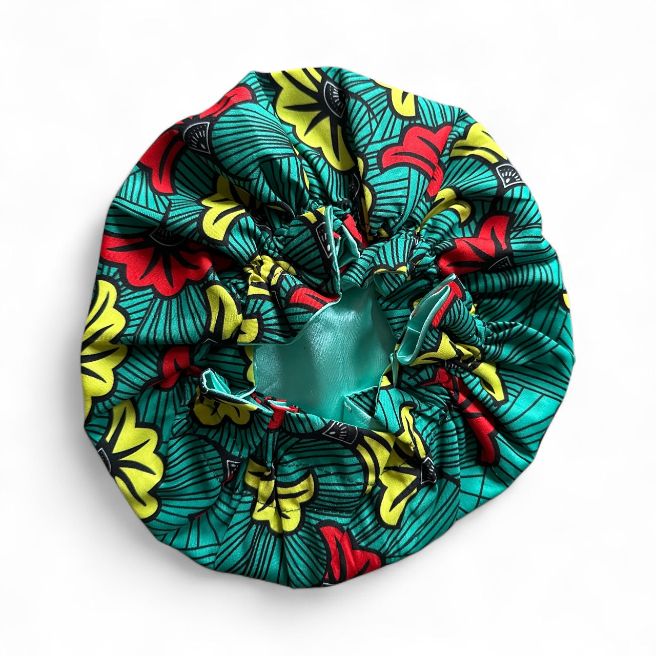 Reversible Ankara Satin Ruffle Bonnet Cap for Kids – Double Layered Hair Protection (Ages 1–5) - Fatisha Boutique #