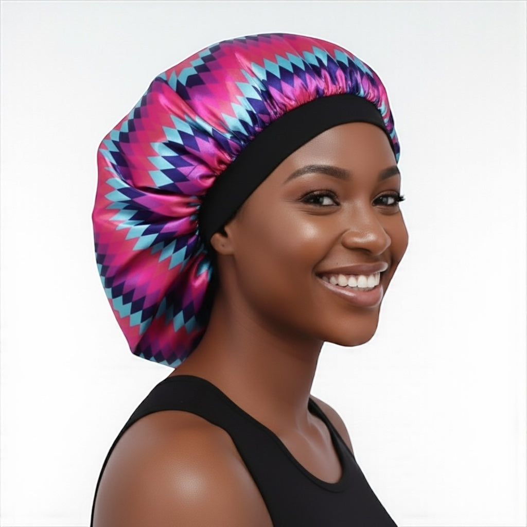 Double-Layered Reversible Ankara Satin Silk Bonnet Cap – Hair Protection for Natural Hair, Braids & Curls - Fatisha Boutique #