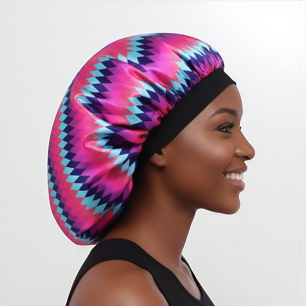 Double-Layered Reversible Ankara Satin Silk Bonnet Cap – Hair Protection for Natural Hair, Braids & Curls - Fatisha Boutique #