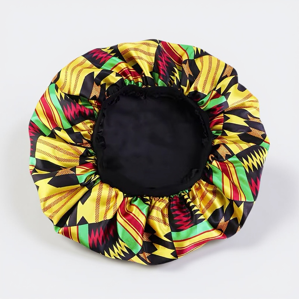 Double-Layered Reversible Ankara Satin Silk Bonnet Cap – Hair Protection for Natural Hair, Braids & Curls - Fatisha Boutique #