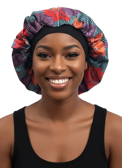 Double-Layered Reversible Ankara Satin Silk Bonnet Cap – Hair Protection for Natural Hair, Braids & Curls - Fatisha Boutique #