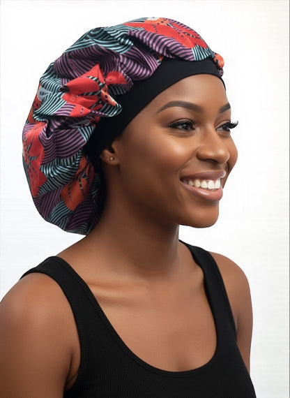 Double-Layered Reversible Ankara Satin Silk Bonnet Cap – Hair Protection for Natural Hair, Braids & Curls - Fatisha Boutique #
