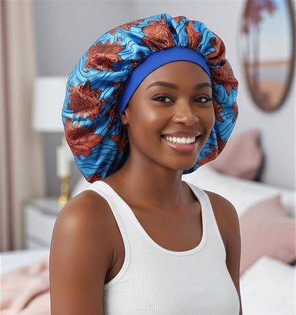 Floral Satin Silk Bonnet Cap – Breathable, Stylish Hair Wrap for All Hair Types & Textures - Fatisha Boutique #