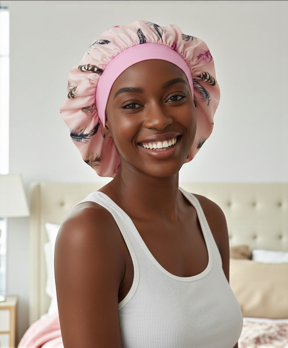 Floral Satin Silk Bonnet Cap – Breathable, Stylish Hair Wrap for All Hair Types & Textures - Fatisha Boutique #