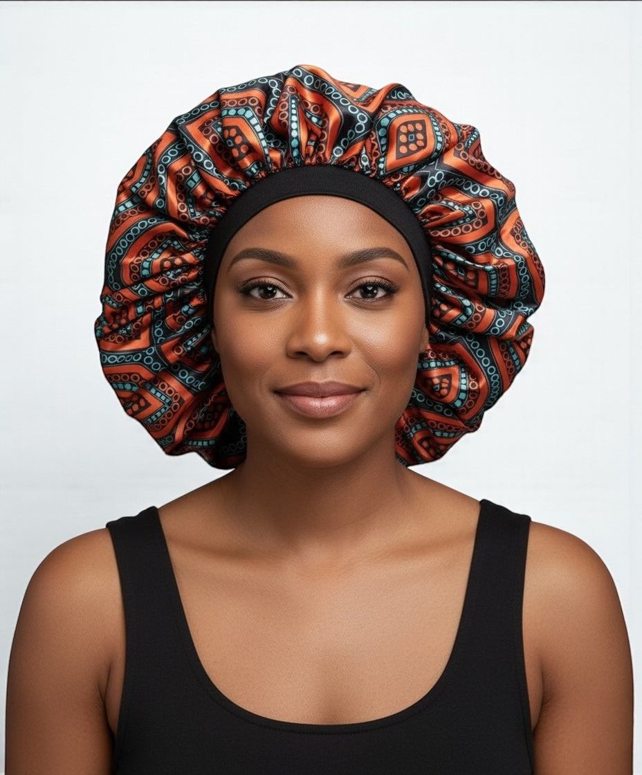 Floral Satin Silk Bonnet Cap – Breathable, Stylish Hair Wrap for All Hair Types & Textures - Fatisha Boutique #