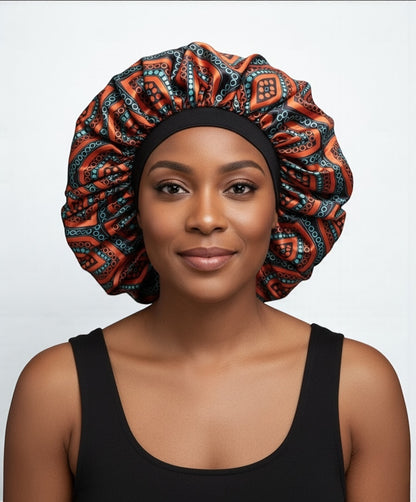Floral Satin Silk Bonnet Cap – Breathable, Stylish Hair Wrap for All Hair Types & Textures - Fatisha Boutique #