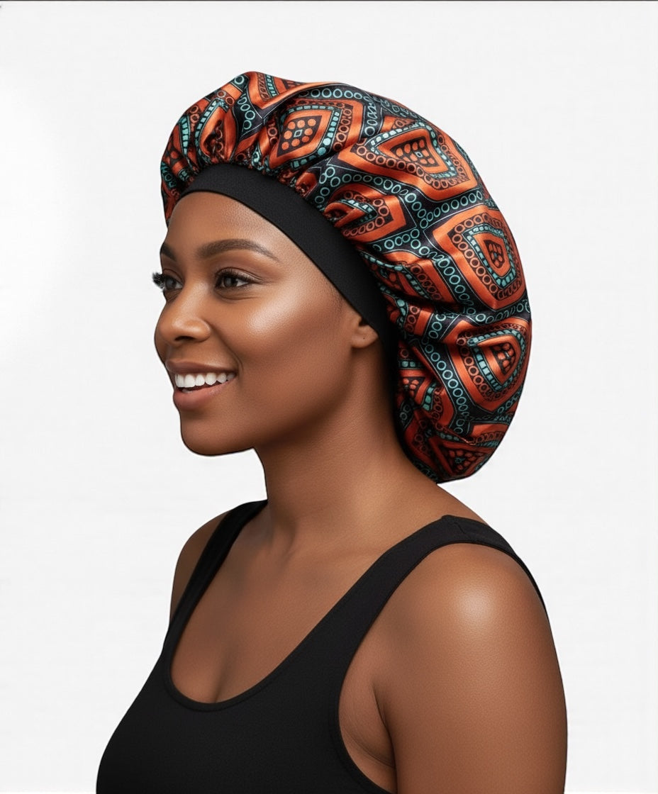 Floral Satin Silk Bonnet Cap – Breathable, Stylish Hair Wrap for All Hair Types & Textures - Fatisha Boutique #