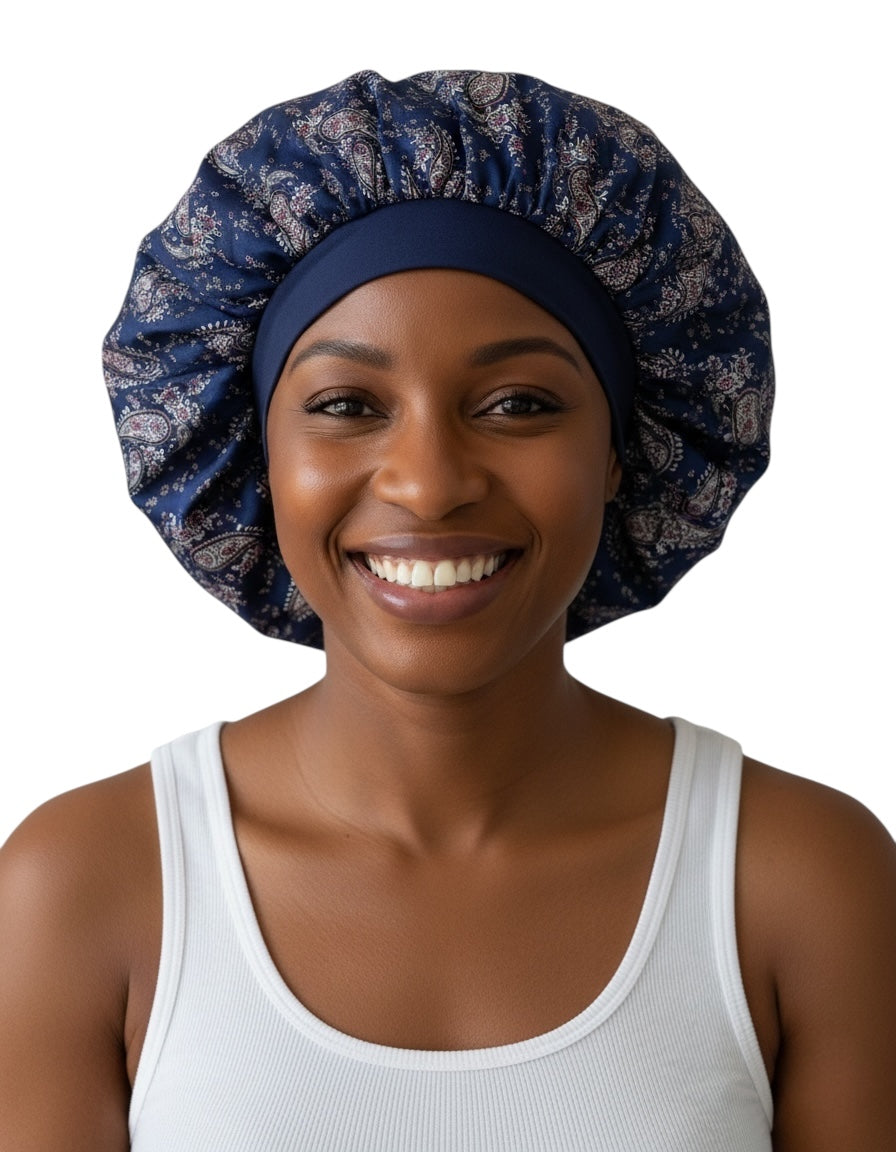 Floral Satin Silk Bonnet Cap – Breathable, Stylish Hair Wrap for All Hair Types & Textures - Fatisha Boutique #