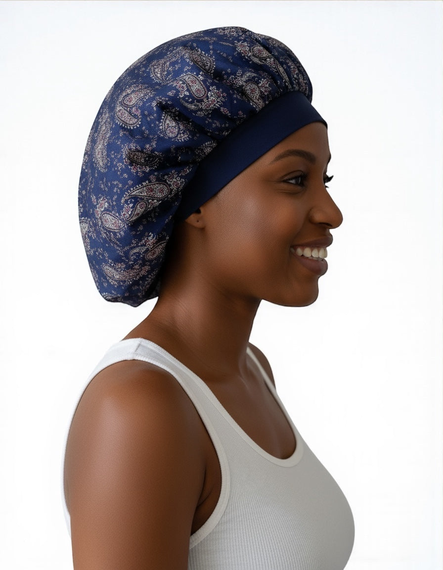 Floral Satin Silk Bonnet Cap – Breathable, Stylish Hair Wrap for All Hair Types & Textures - Fatisha Boutique #