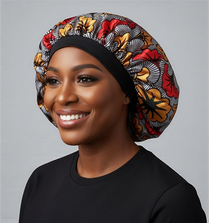 Floral Satin Silk Bonnet Cap – Breathable, Stylish Hair Wrap for All Hair Types & Textures - Fatisha Boutique #