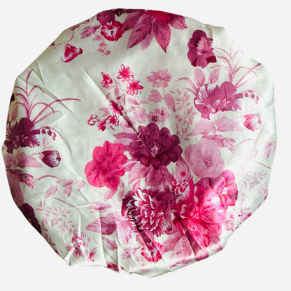 Adjustable Double-Layered Satin Silk Shower & Deep Conditioning Bonnet Cap – Waterproof, Reversible Hair Protector - Fatisha Boutique #