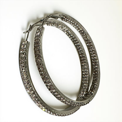 6CM Gold Rhinestone Hoop Earrings – Sparkly Statement Hoops for Women, Lightweight Party Jewellery - Fatisha Boutique #