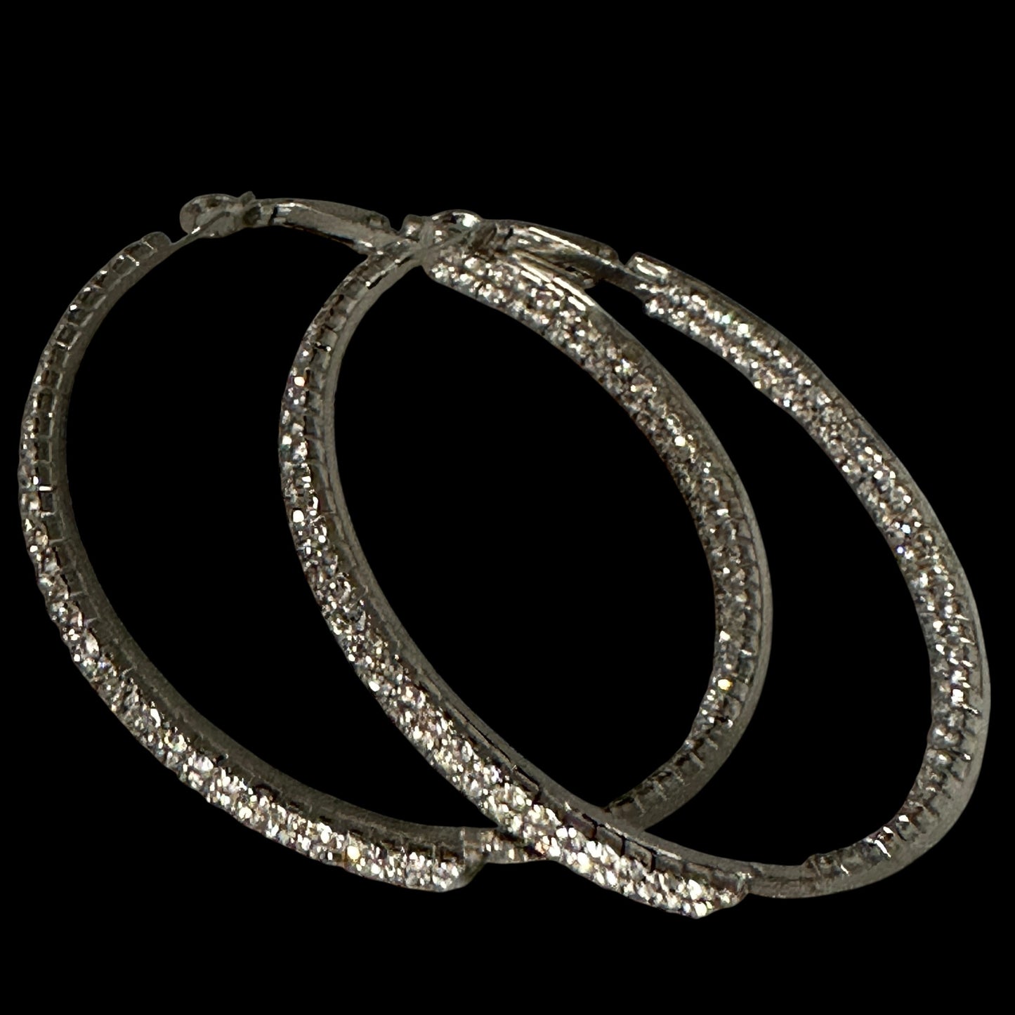 6CM Gold Rhinestone Hoop Earrings – Sparkly Statement Hoops for Women, Lightweight Party Jewellery - Fatisha Boutique #