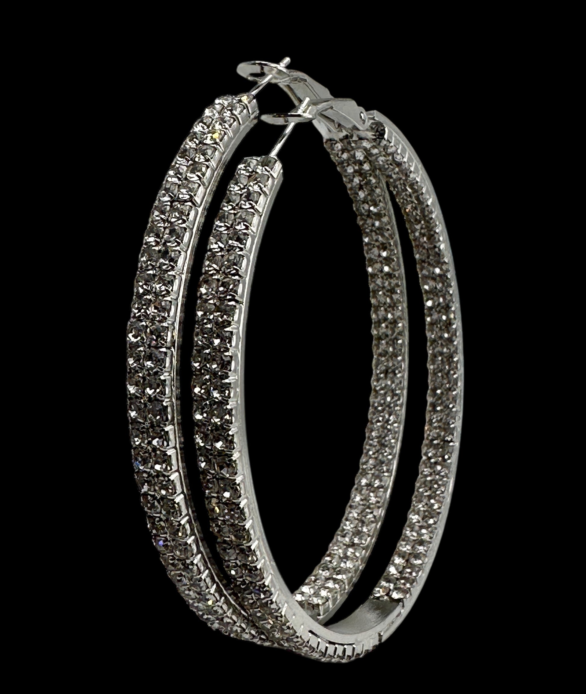 6CM Gold Rhinestone Hoop Earrings – Sparkly Statement Hoops for Women, Lightweight Party Jewellery - Fatisha Boutique #