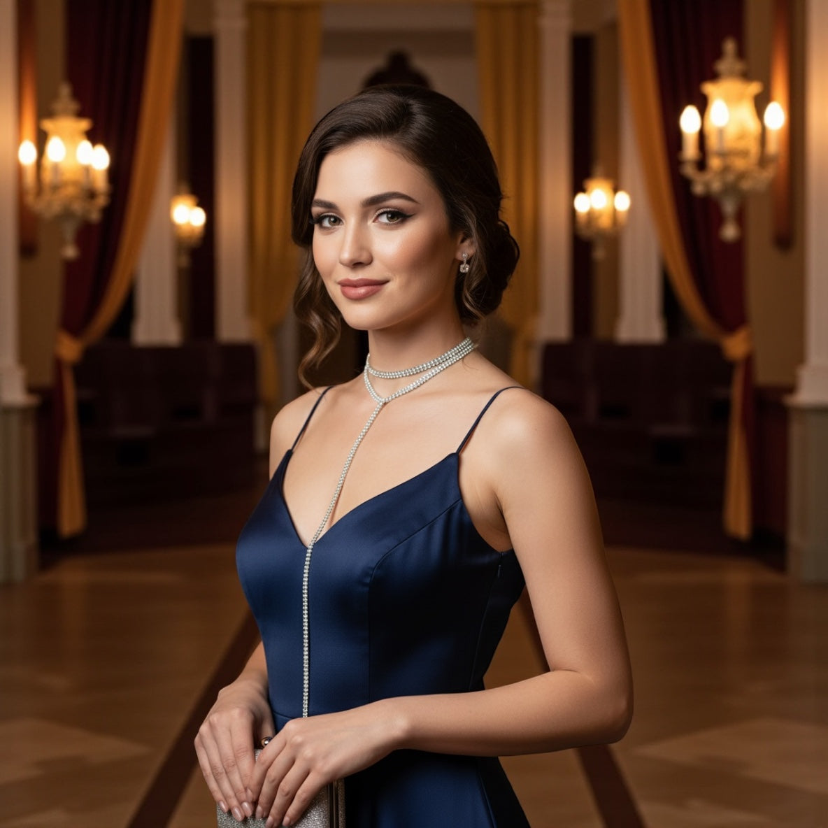 Crystal Rhinestone Tassel Choker Necklace – Double Layered Statement Chain for Women - Fatisha Boutique #