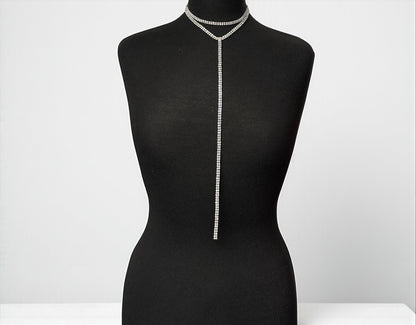 Crystal Rhinestone Tassel Choker Necklace – Double Layered Statement Chain for Women - Fatisha Boutique #