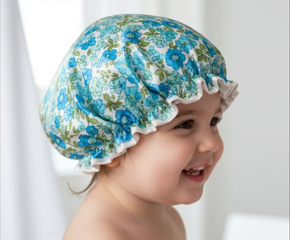 Kids Luxury Satin Shower Bonnet – Double-Layered Silk Cap for Hair Protection (1–5 Years) - Fatisha Boutique #