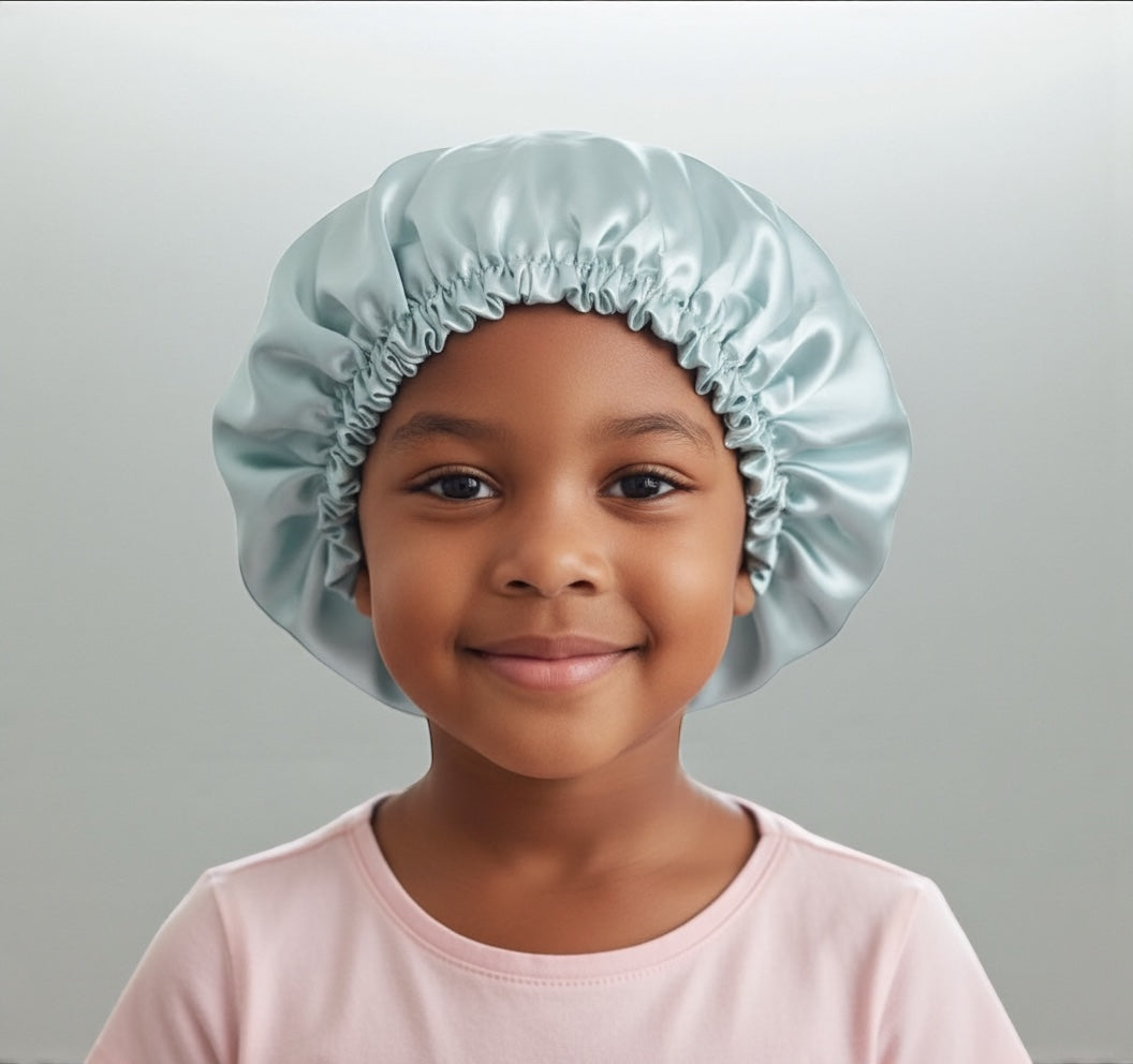 Children's Adjustable Satin Shower Bonnet – Double-Layered Waterproof Hair Cap (1–5 Years) - Fatisha Boutique #