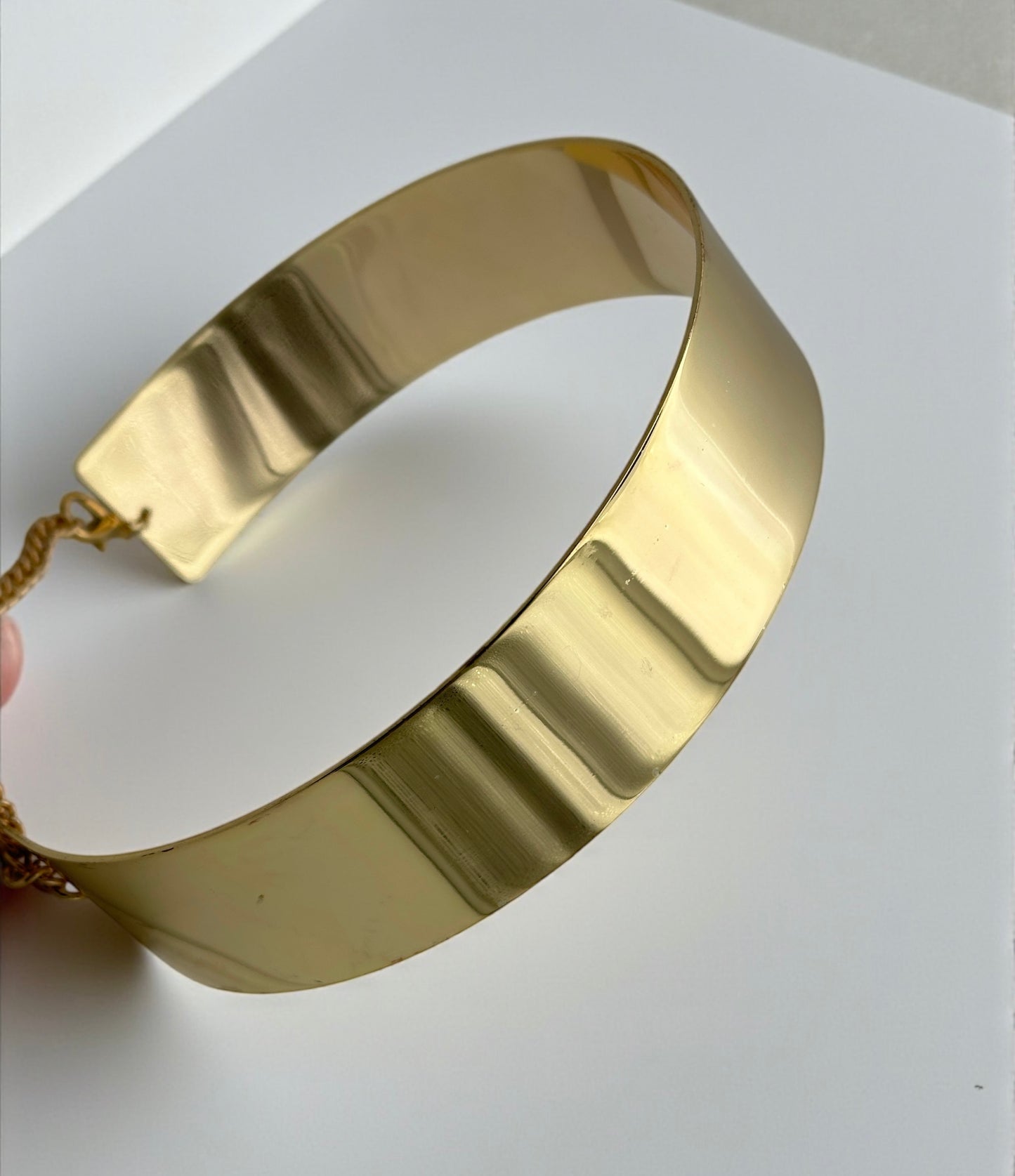 Bold 3cm Wide Metal Chrome Boho Choker Necklace – Statement Gold & Silver Neck Collar - Fatisha Boutique #