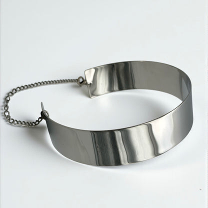 Bold 3cm Wide Metal Chrome Boho Choker Necklace – Statement Gold & Silver Neck Collar - Fatisha Boutique #