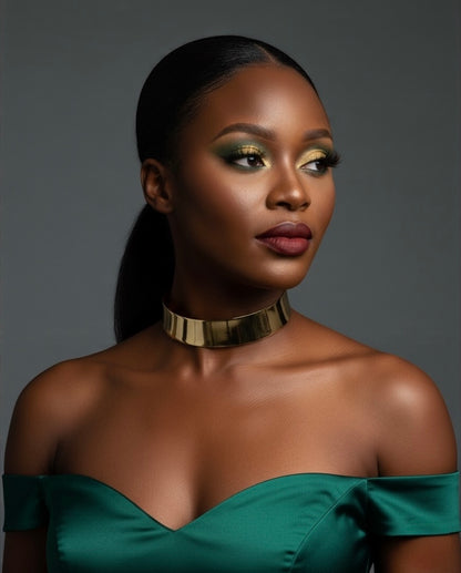 Bold 3cm Wide Metal Chrome Boho Choker Necklace – Statement Gold & Silver Neck Collar - Fatisha Boutique #