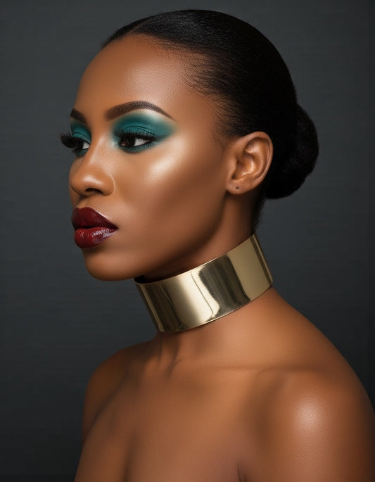 5cm Wide Gold & Silver Metal Choker Necklace – Bold High-Shine Statement Collar - Fatisha Boutique #