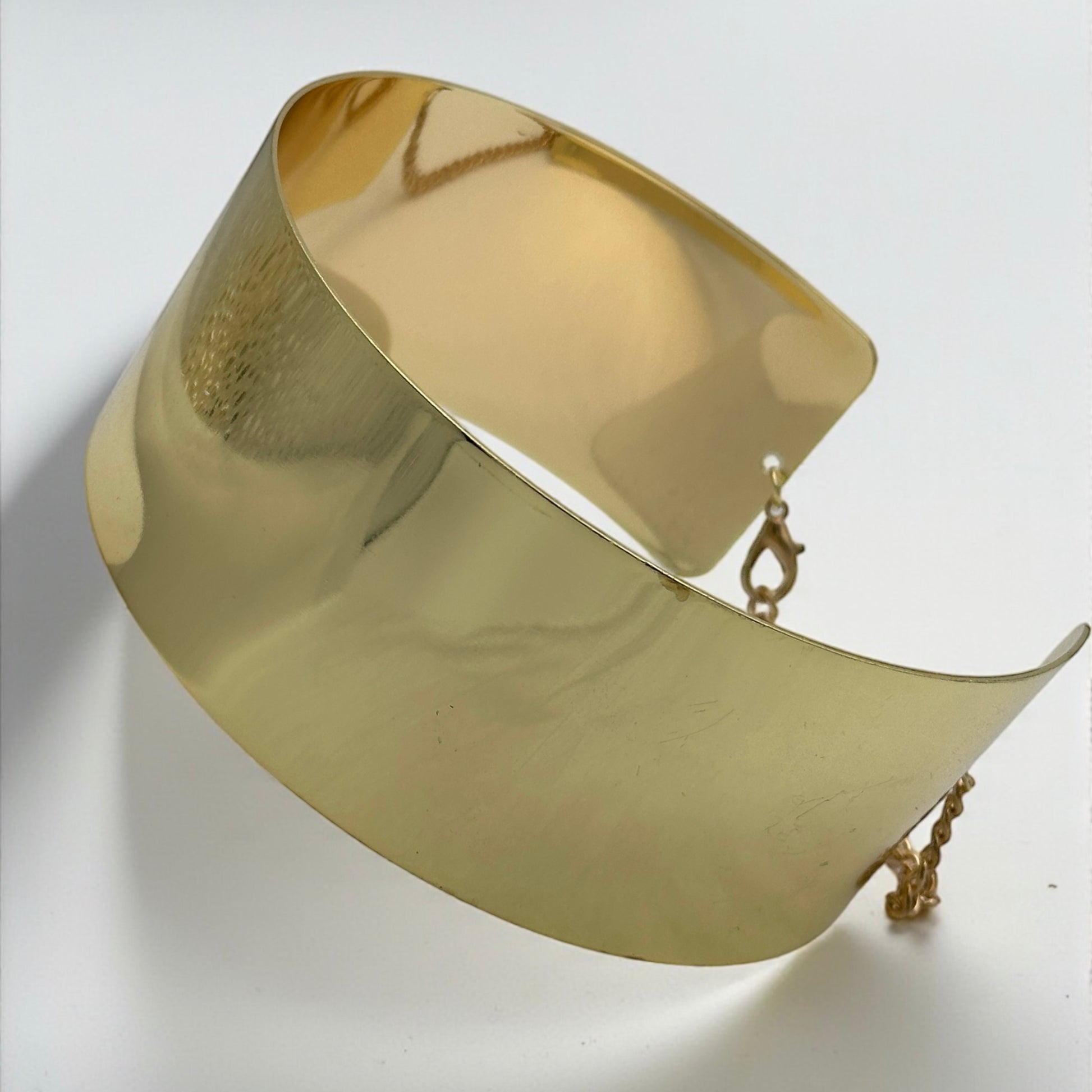 5cm Wide Gold & Silver Metal Choker Necklace – Bold High-Shine Statement Collar - Fatisha Boutique #