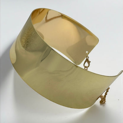 5cm Wide Gold & Silver Metal Choker Necklace – Bold High-Shine Statement Collar - Fatisha Boutique #