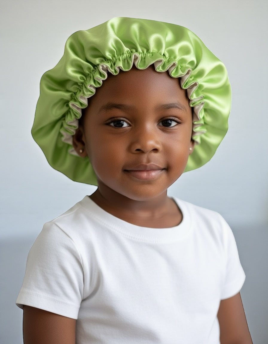 Kids Adjustable Double-Layered Reversible Satin Silk Bonnet Caps (1–5 Years) - Fatisha Boutique #