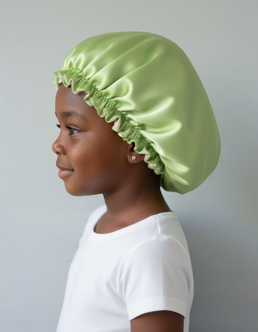 Kids Adjustable Double-Layered Reversible Satin Silk Bonnet Caps (1–5 Years) - Fatisha Boutique #