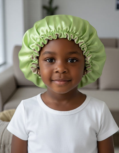 Kids Adjustable Double-Layered Reversible Satin Silk Bonnet Caps (1–5 Years) - Fatisha Boutique #