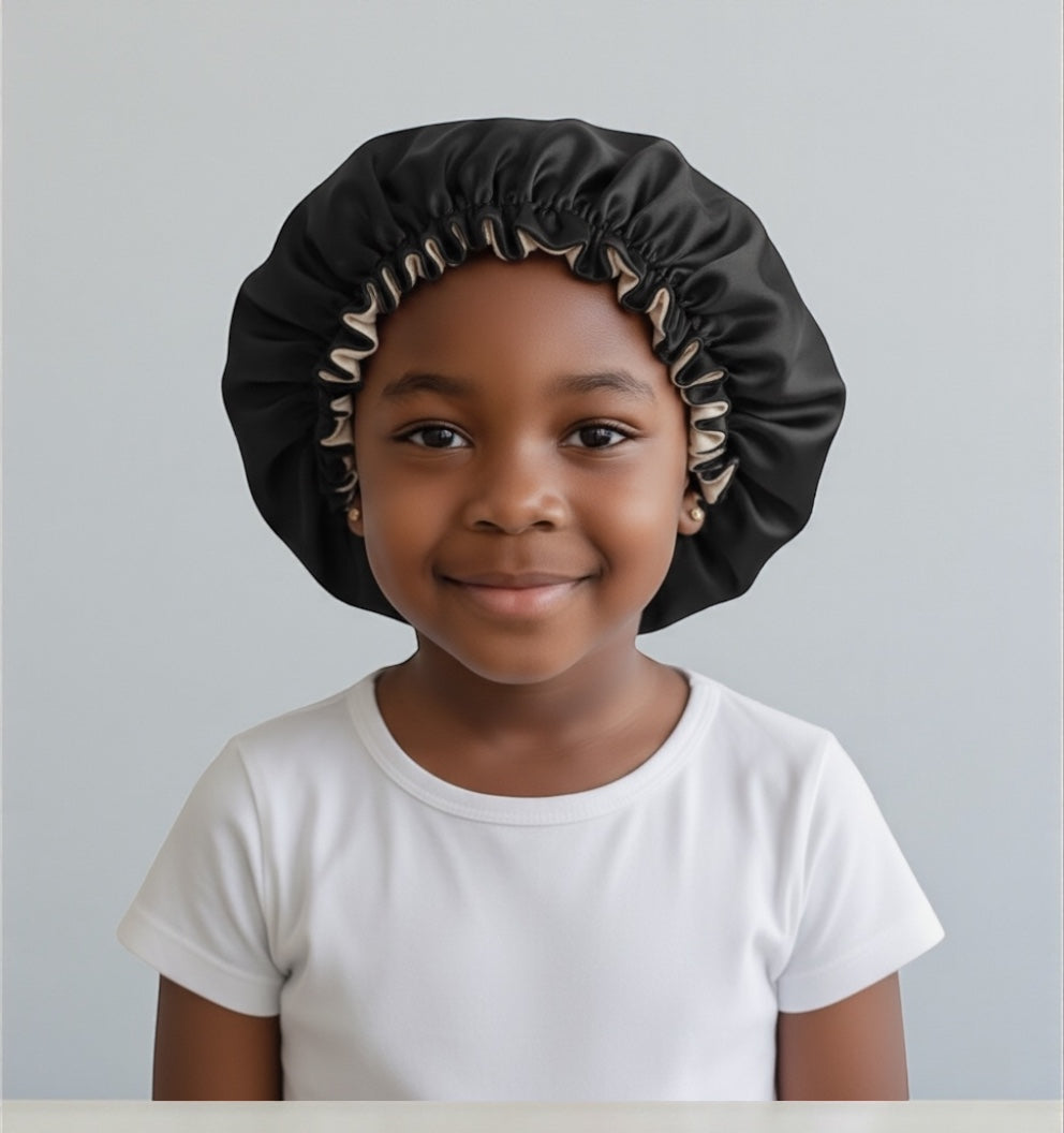 Kids Adjustable Double-Layered Reversible Satin Silk Bonnet Caps (1–5 Years) - Fatisha Boutique #
