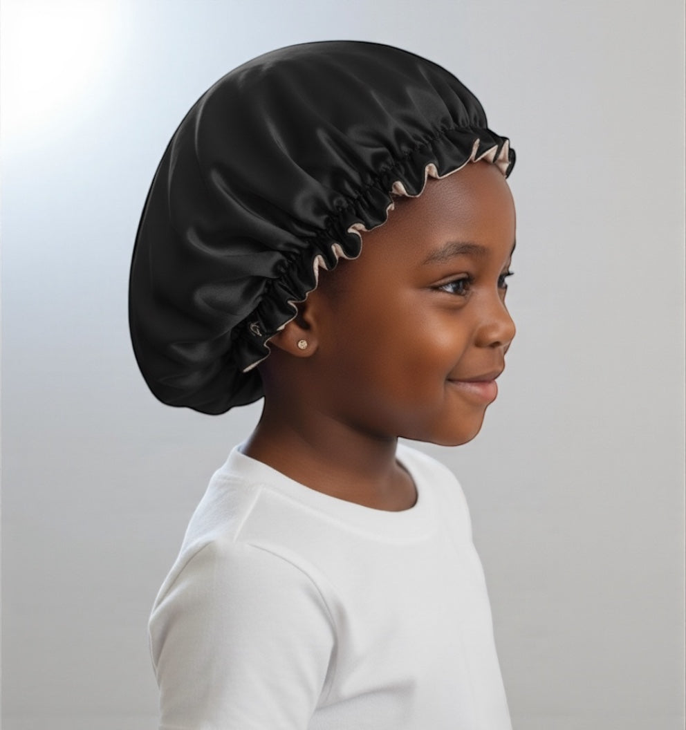 Kids Adjustable Double-Layered Reversible Satin Silk Bonnet Caps (1–5 Years) - Fatisha Boutique #