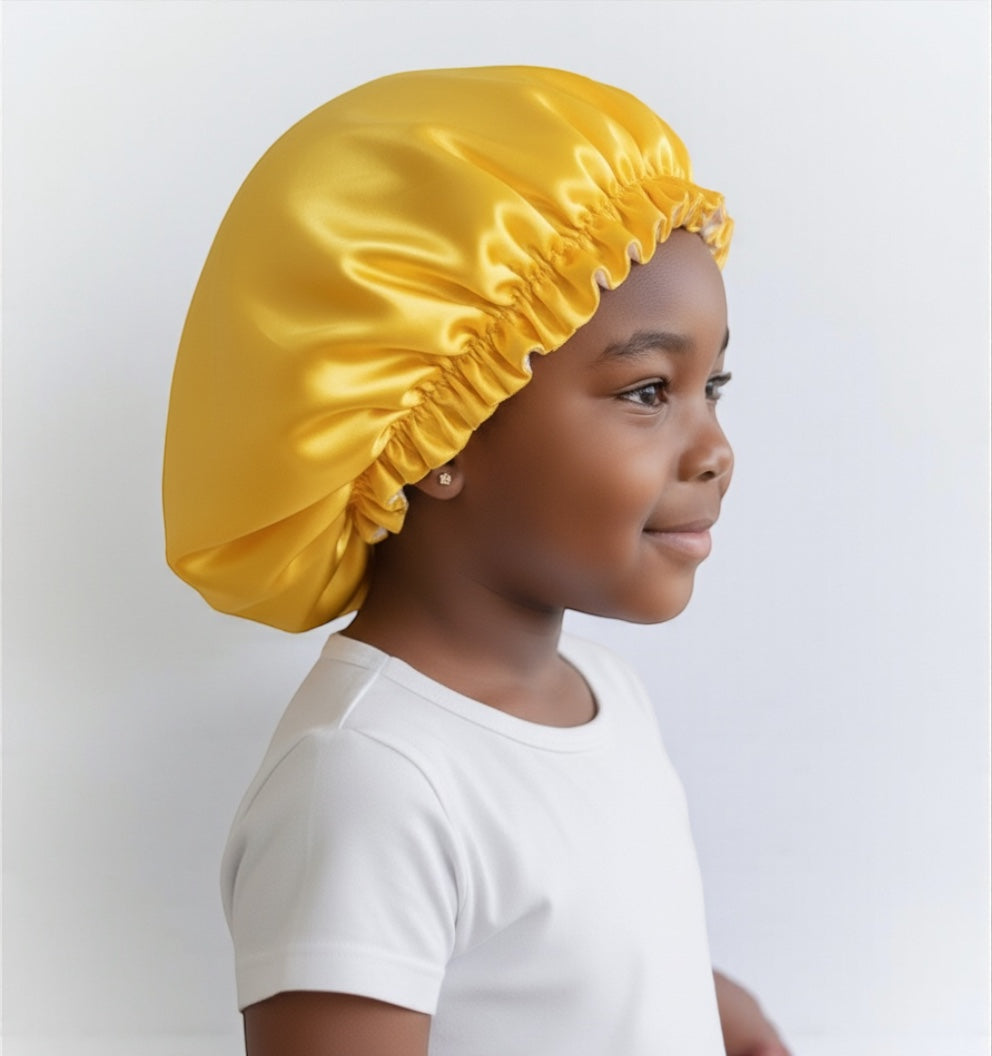 Kids Adjustable Double-Layered Reversible Satin Silk Bonnet Caps (1–5 Years) - Fatisha Boutique #