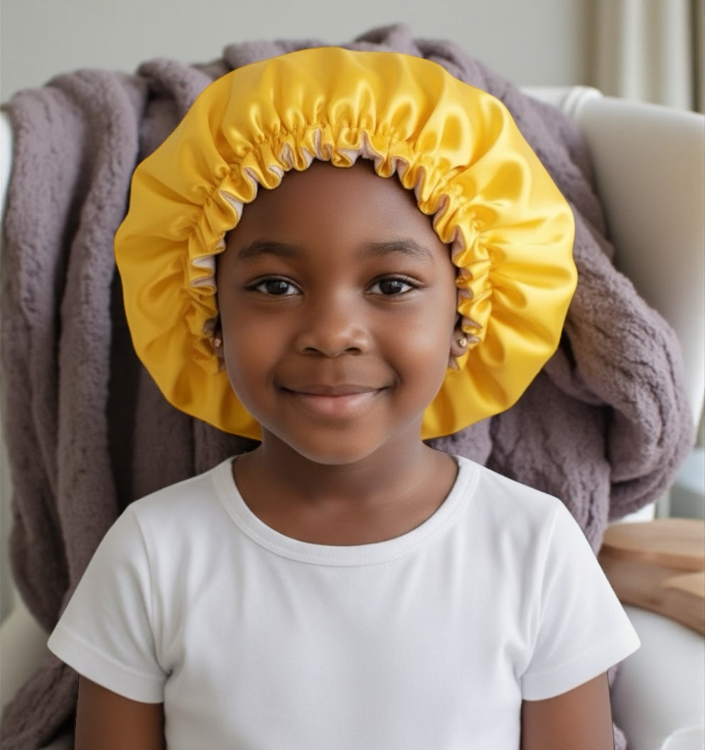 Kids Adjustable Double-Layered Reversible Satin Silk Bonnet Caps (1–5 Years) - Fatisha Boutique #